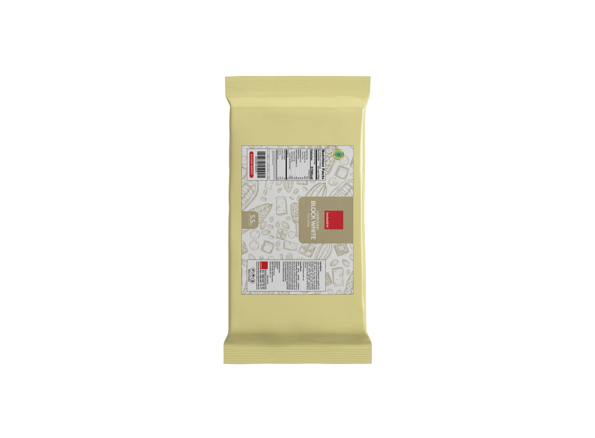 Premium White Chocolate Block – Rich Flavor for Desserts & Baking - 5.5LB