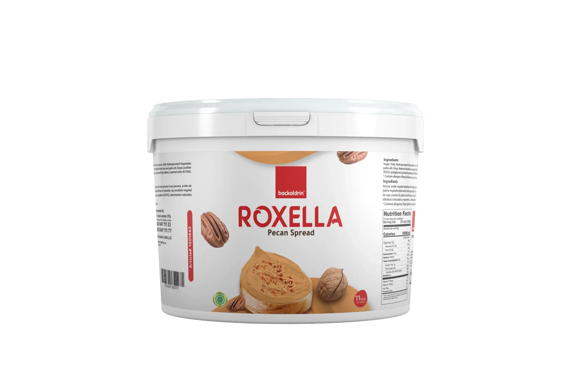 Premium Pecan Spread – Smooth Texture, Rich Flavor for Desserts & Baking - 11LB