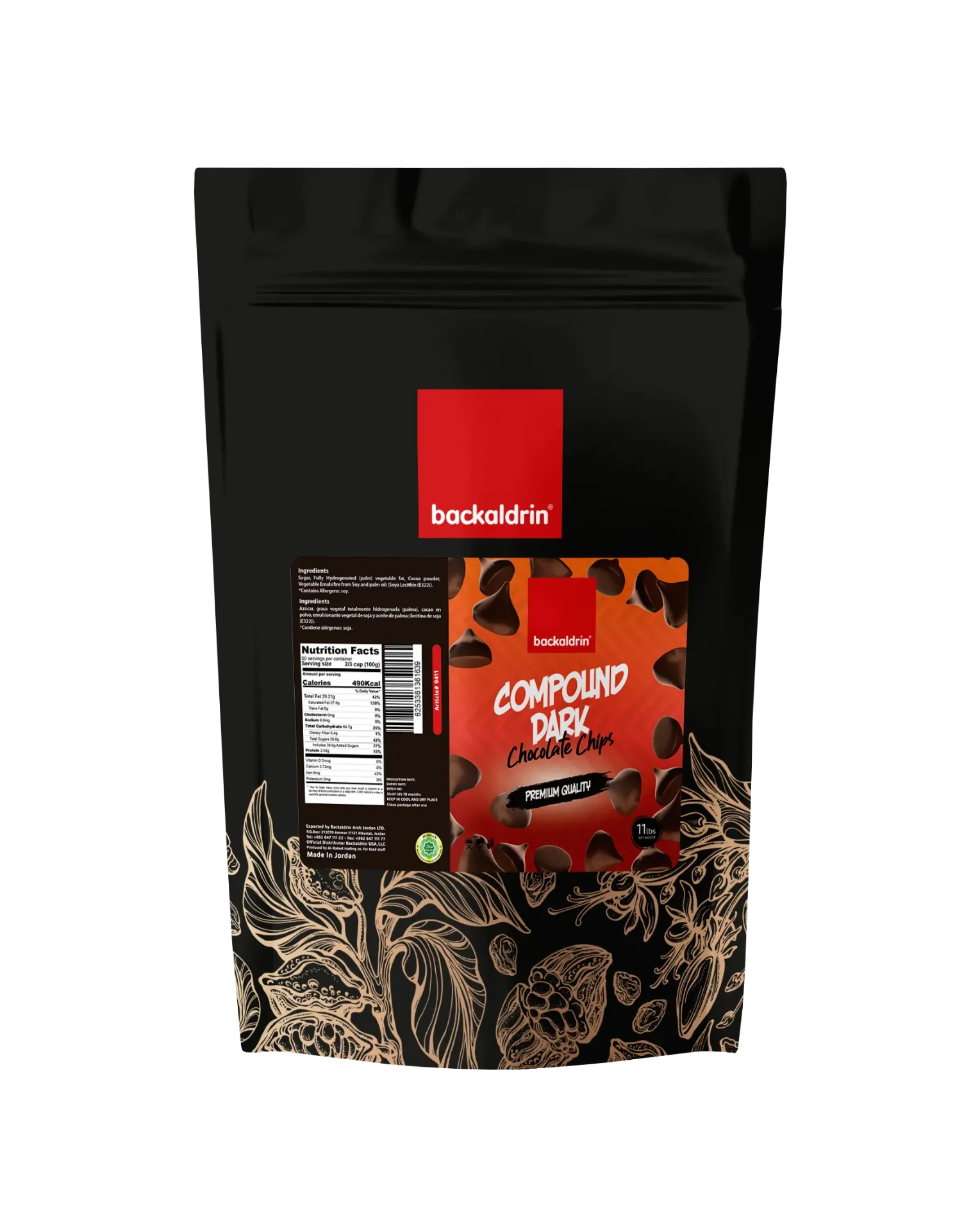 Premium Dark Chocolate Chips – Smooth Texture, Rich Flavor for Desserts & Baking 11 lb