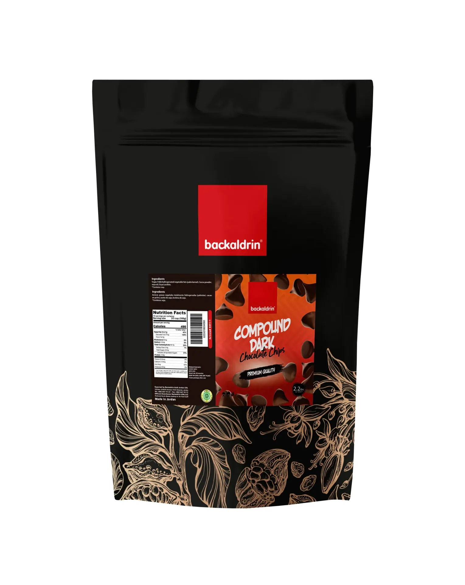 Premium Dark Chocolate Chips – Smooth Texture, Rich Flavor for Desserts & Baking - 2.2LB