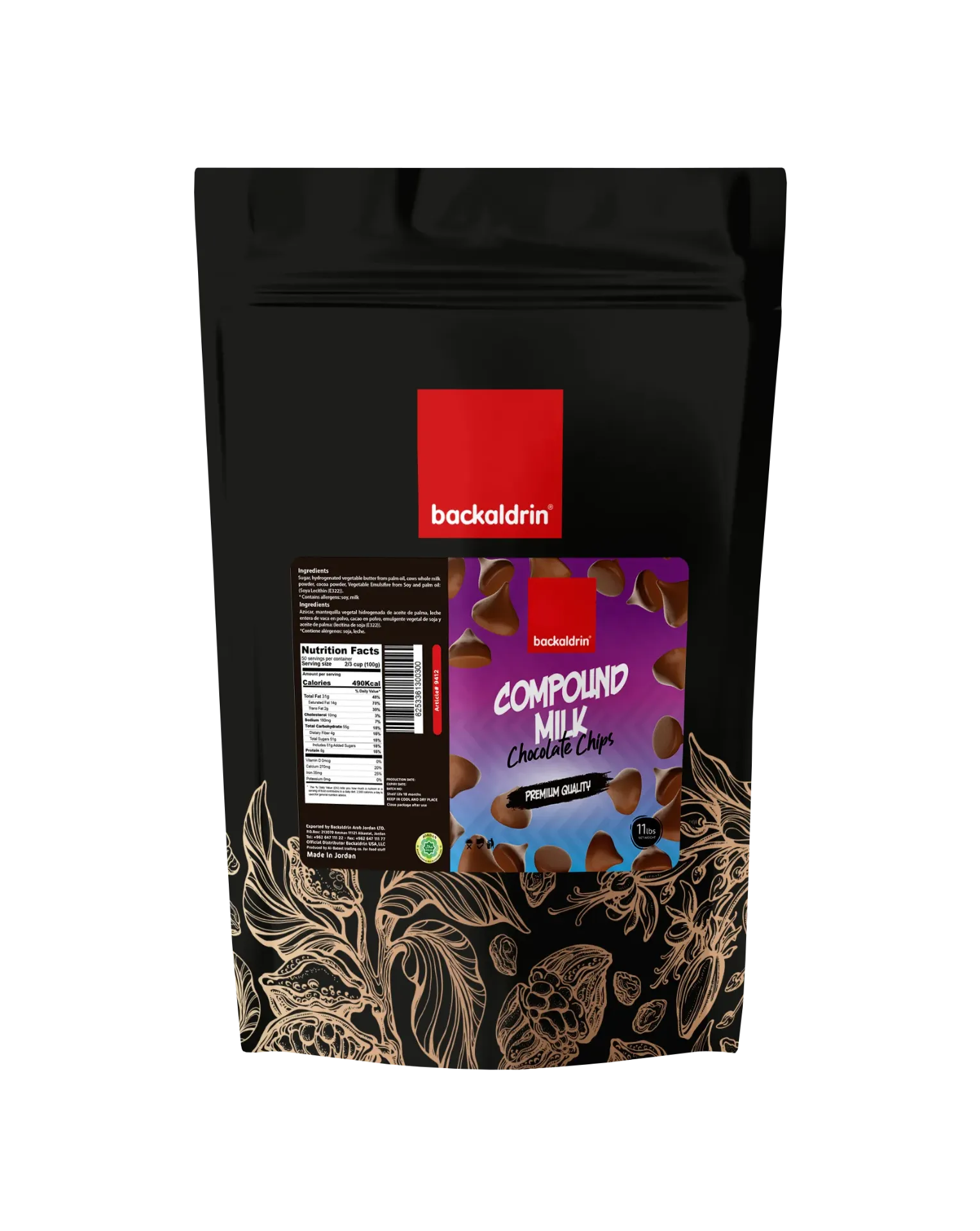 Premium Milk Chocolate Chips – Smooth Texture, Rich Flavor for Desserts & Baking - 11LB