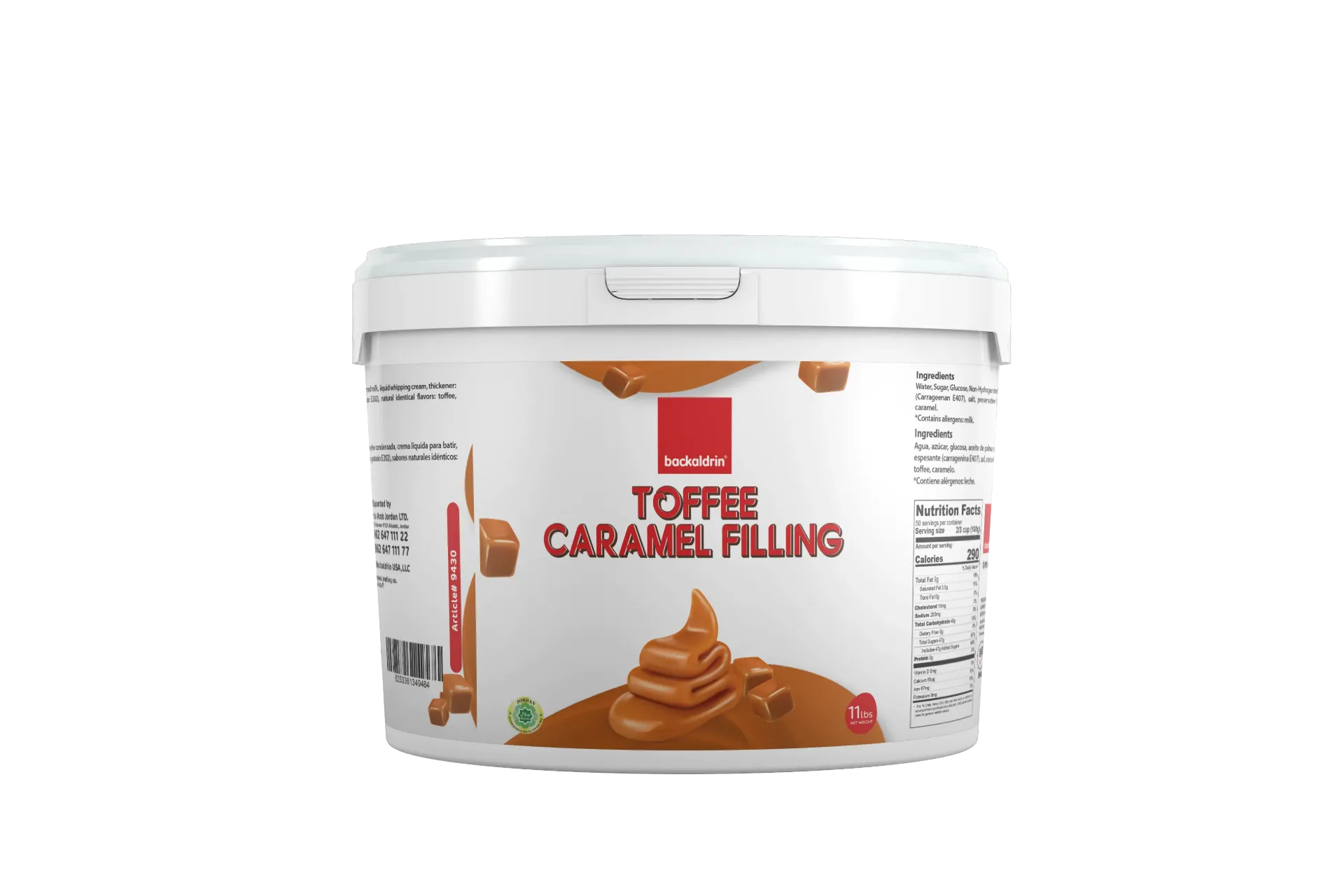 Premium Toffee Caramel Filling – Smooth Texture, Rich Flavor for Desserts & Baking - 11 lbs.