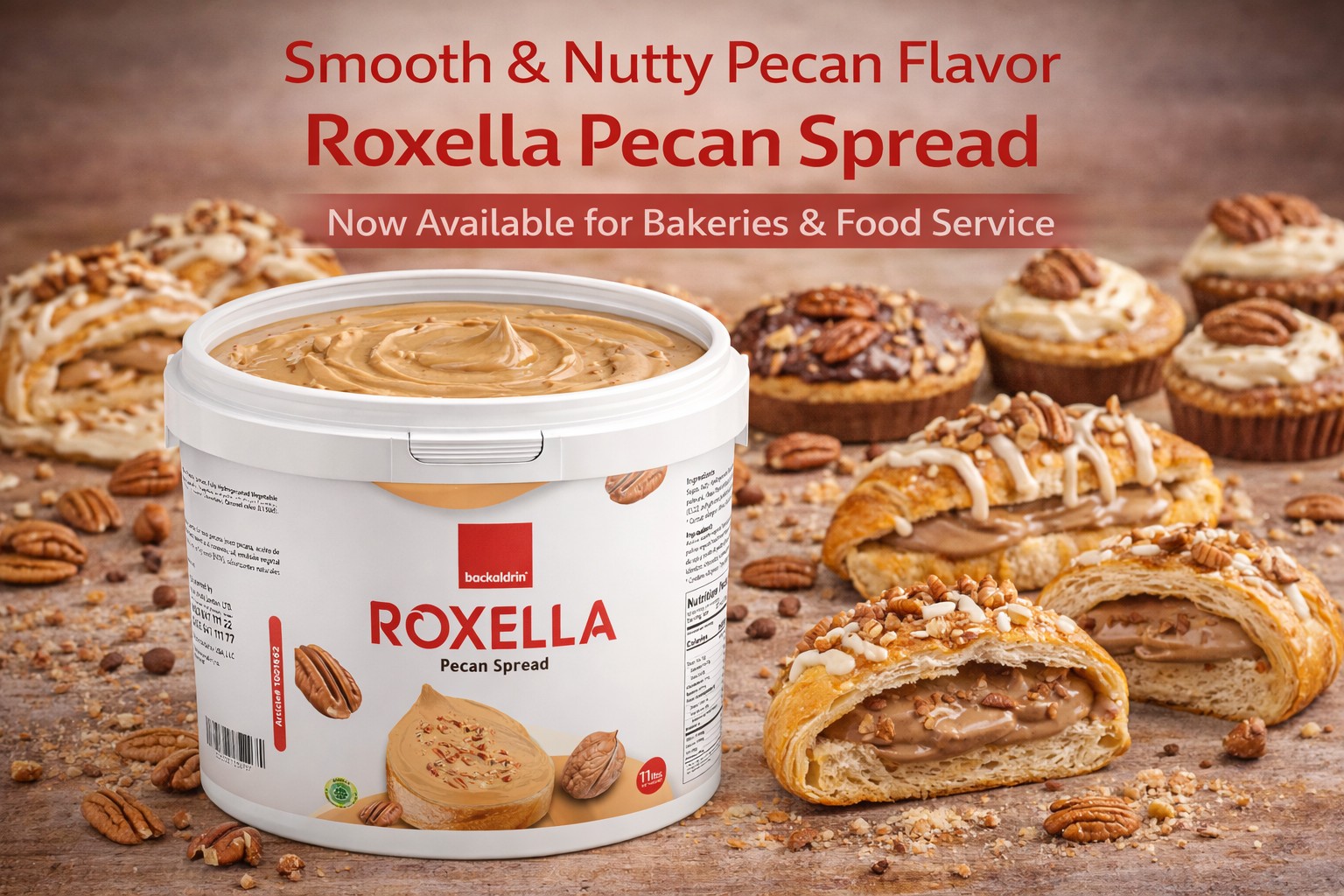 Premium Pecan Spread 11 lbs. – Smooth Texture, Rich Flavor for Desserts & Baking - 11LB