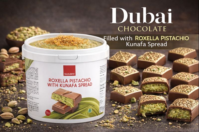 Premium Pistachio Spread 17% with Kunafa 11 lbs. – Smooth Texture, Rich Flavor for Desserts & Baking