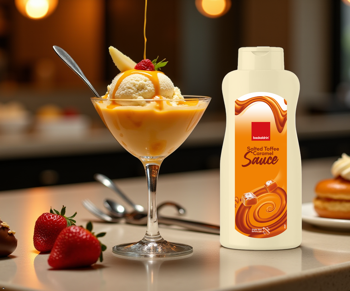 Premium Salted Toffee Caramel Sauce – Smooth Texture, Rich Flavor for Desserts & Baking - 33.8 oz