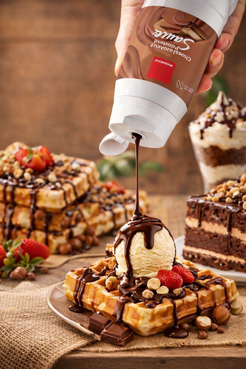 Premium Chocolate Hazelnut Flavored Sauce – Smooth Texture, Rich Flavor for Desserts & Baking - 16.9 oz