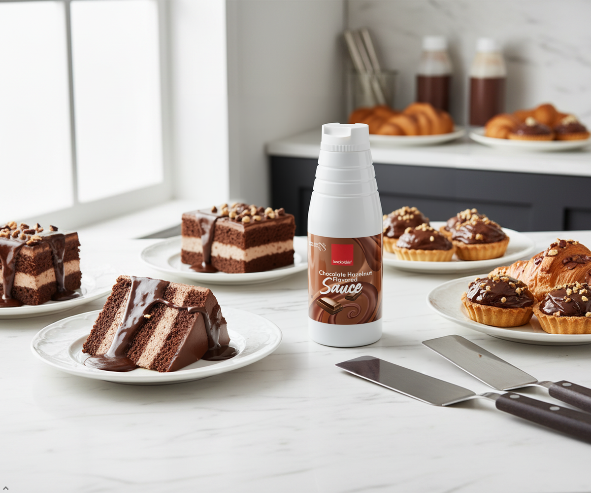 Premium Chocolate Hazelnut Flavored Sauce – Smooth Texture, Rich Flavor for Desserts & Baking - 16.9 oz