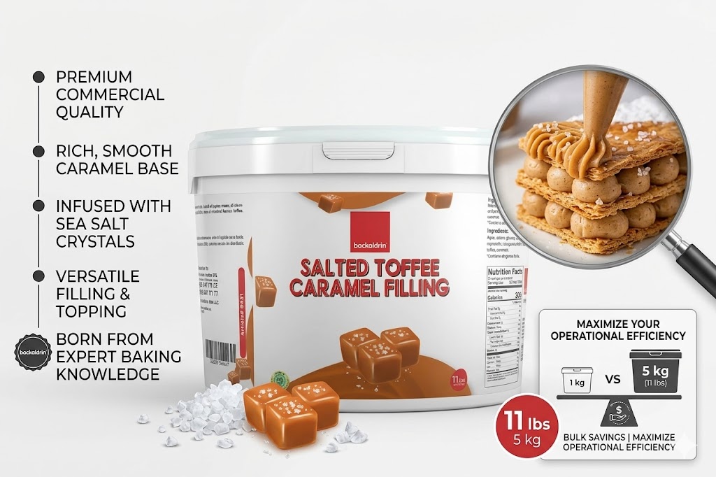 Premium Salted Toffee Caramel Filling – Smooth Texture, Rich Flavor for Desserts & Baking - 11LB