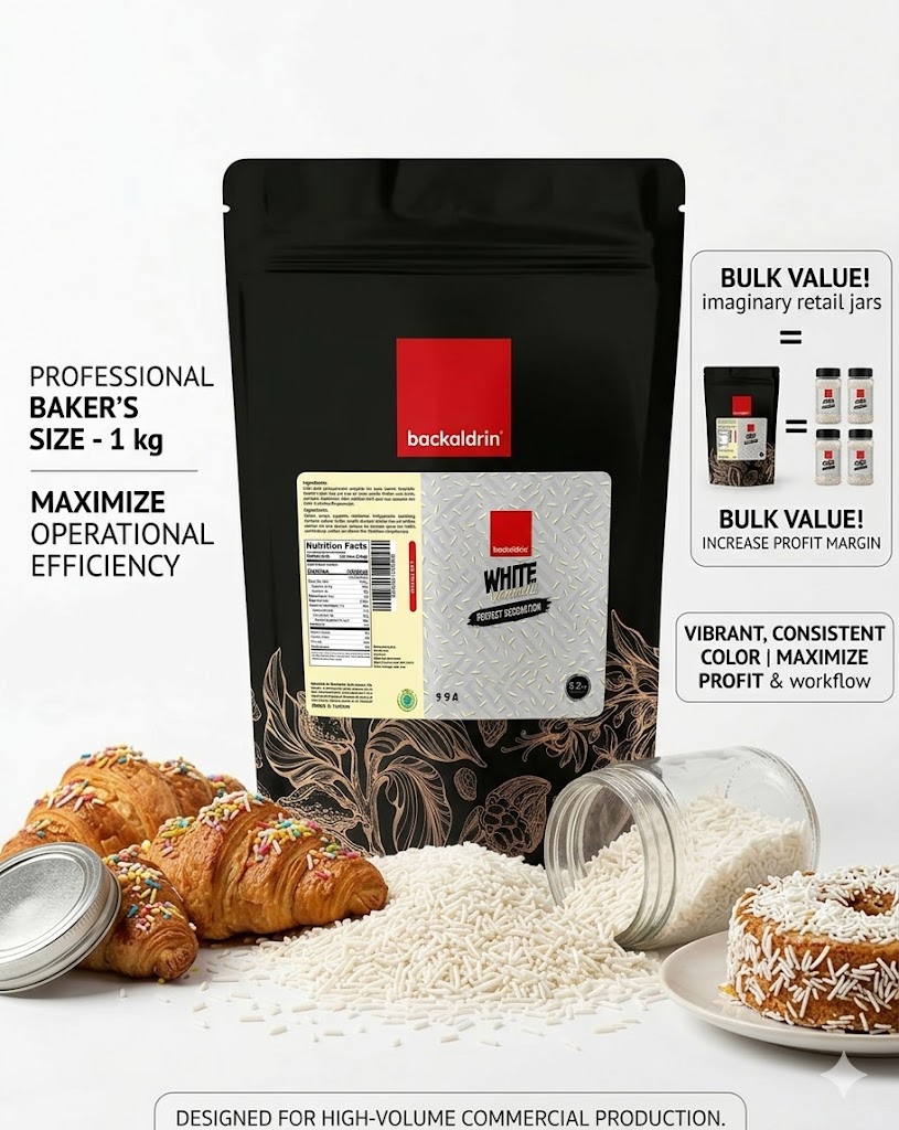 Premium White Vermicelli Sprinkles – Smooth Texture, Rich Flavor for Desserts & Baking - 2.2LB