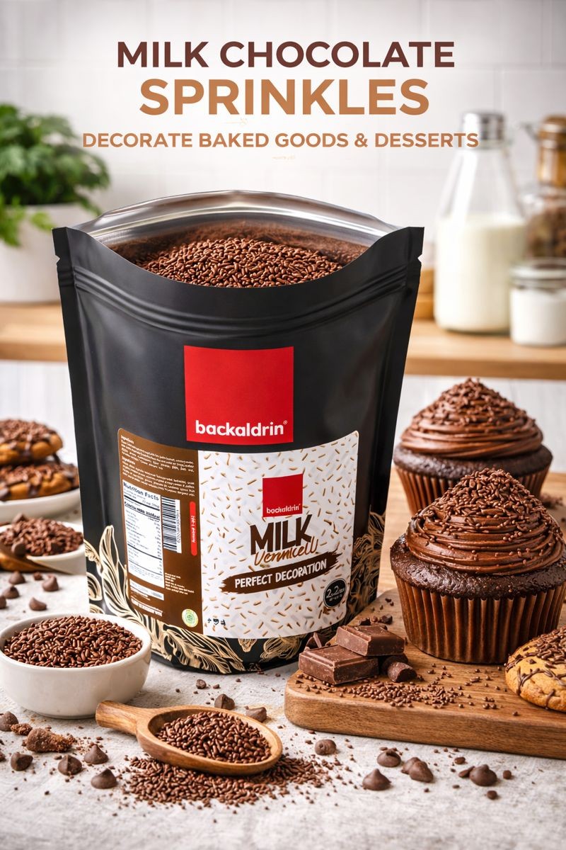 Premium Milk Chocolate Vermicelli Sprinkles – Rich Flavor for Desserts & Baking - 2.2LB