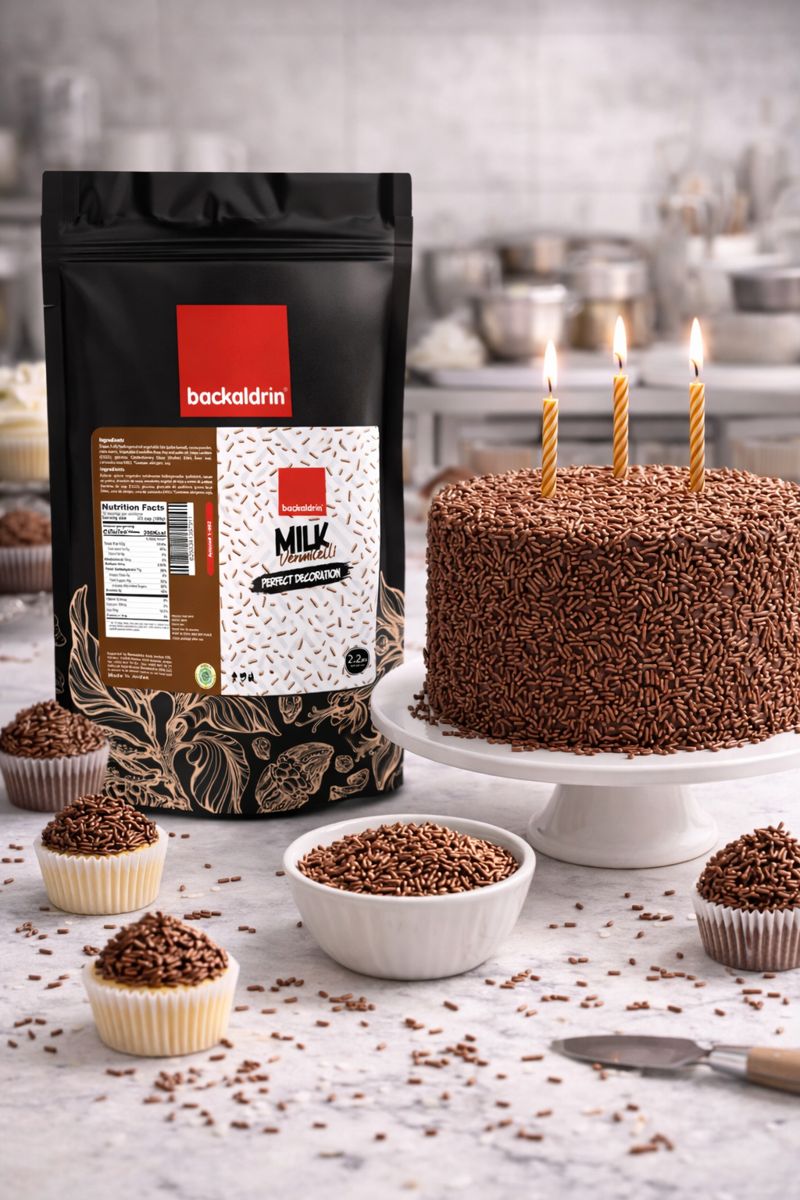 Premium Milk Chocolate Vermicelli Sprinkles – Rich Flavor for Desserts & Baking - 2.2LB